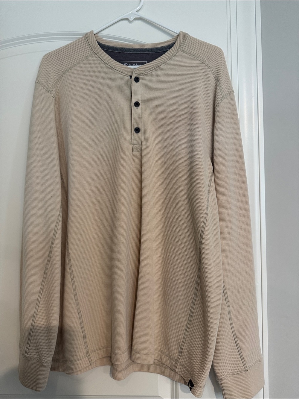 Eddie Bauer Beige Crewneck Henley Sweater